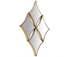 DRW Espejo de Pared con Rombos de Metal en Dorado 6x54x89 cm