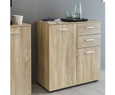 Wohnling - Cómoda Svenja con Puertas y cajones 71 x 78 x 35 cm Armario Madera Sonoma | Piso Armario Modern | - Mueble Multiusos pequeño, aparador Aparador Mate Armario de Piso Muebles