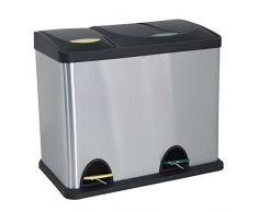 MSV Papelera INOX CLASIFICADORA 18+ 8L, Acero, Cromado, 47x30x40.5 cm