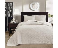 Madison Park Quebec - Juego de Cama de Matrimonio, Color Marfil y Damasco, 3 Piezas, Funda de edredón de Microfibra Ultra Suave
