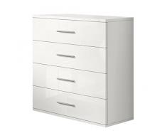 Valentini Nettuno cajonera 4 cajones, Madera, Blanco Lacado Brillante, 36 x 80 x 82 cm