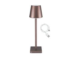 BEPER P201UTP103 Lampara Escritorio, Mesa, Mesita de Noche, LED con Control Táctil - Lampara sin Cable, Recargable USB (Corten)
