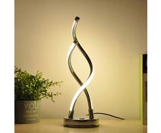 BarcelonaLED Lámpara de Mesa Moderna con Doble Espiral Hélice Luz LED Regulable Blanco Neutra 4000K para Mesita de Noche Salón Decoración Oficina