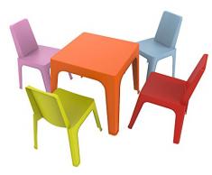 resol Julieta Set Infantil, 1 Mesa Naranja + 4 Sillas Roja/Rosa/Azul/Lima