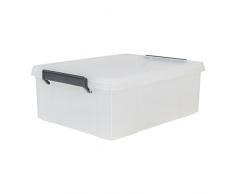 Iris Ohyama, caja apilable de almacenamiento con tapa - Multi Box - MBX-18, plástico, transparente, 18 L, 45,3 x 34,8 x 16,5 cm