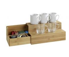 Wenko bambú Escaleras para café y té Estantería de cocina con cajón, marrón, 15 x 33 x 17,5 cm