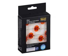 Idena LED cadena de luces con 20 pequeñas Halloween calabaza Smiley, hierro, multicolor, 125 x 1 x 1 cm