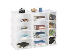 Relaxdays Estantería Modular 12 Estantes, Plástico, Blanco 74x92x36,5 cm