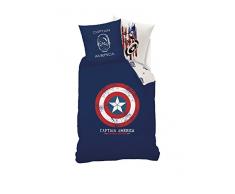 Disney Captain America – Juego de Cama (Funda de Edredón + Funda D Almohada, Algodón, Azul, 140 x 200 x 1 cm)