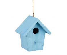 Relaxdays Colorful Deco casa para pájaros, de madera, pequeños pájaros, para colgar decoración de primavera, HxWxD: 16 x 15 x 11 cm, color azul