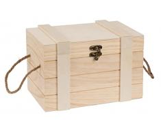 GLOREX Cofre del Tesoro de Madera, Natural, 24 x 16,5 x 15,5 cm