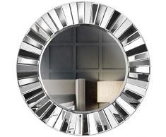 CARME Knightsbridge - Espejo de Pared Redondo Grande Biselado Decorativo con Efecto de Vidrio Espejo 3D para Dormitorio Sala de Estar Pasillo baño, decoración Moderna del hogar tocador, Gris Plateado