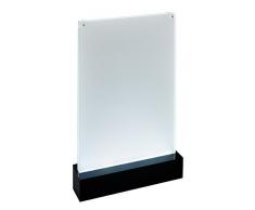 SIGEL TA420 Soporte de sobremesa con LED para A4, presentación a dos caras, con iluminación, transparente/negro, Acrílico