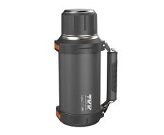 TKK Termo de 2 l con taza a prueba de fugas, termo de acero inoxidable que mantiene caliente durante 48 horas, frÃo durante 48 horas para exteriores, viajes, camping, pesca gris