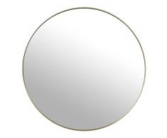 DRW Espejo de Pared Redondo de Metal y Trasera Madera DM en Dorado 80x1,5cm, INT. 78,5c
