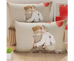 PETTI Artigiani Italiani - Fundas de Almohada para Cama, par de Fundas de Almohada de 50 x 80 cm, Funda de cojÃn, Fundas de Almohada de Microfibra hipoalergénica, Fabricadas en Italia, Fundas Bacio
