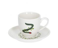 PORCELLANA Solotua Taza de cafÃ© con platillo Letra Z 3 oz en Caja de Regalo