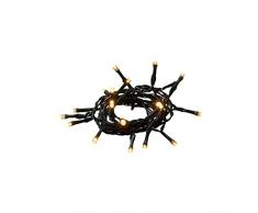 Konstsmide Guirnalda de Luces LED, con Interruptor de Encendido/Apagado, Temporizador de 6 h, 30 diodos ámbar, Funciona, Cable Verde, 3 Pilas AA de 1,5 V (no Incluidas)