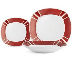 H&H H&H Marco - Juego de Vajilla de 18Â Piezas - LÃnea Cuadrada - Juego de vajilla de Porcelana - Color Blanco