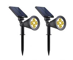Lumisky Warm - Foco solar con luz blanca, plástico metal, Blanco cálido, 29x9xH34