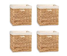 Trademark Innovations - Cesta de almacenamiento plegable de jacinto de 12 pulgadas con marco de alambre de hierro y forro extraÃ­ble (4 unidades)
