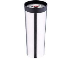 Bergner Travel Taza Termo de Viaje, Acero Inoxidable, Cromado Mate, 8.5x8.5x22 cm