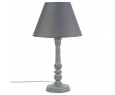 ATMOSPHERA CREATEUR DINTERIEUR Lámpara de Mesa, Color Gris Envejecido, Madera, D. 20 x H. 35 cm