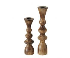 Boltze 2008576 Casconda - Candelabro de Madera (2 Piezas, diseño Elegante, Mesa de Comedor y cómoda, Estilo Bohemio)