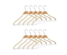 Relaxdays Pack de 10 Perchas Antideslizantes con Giro de 360º, Madera, Beige, 40 cm