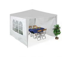 Relaxdays Laterales Carpa 2x3 m Set de 3, Impermeables, Cerramientos con Cierre de Contacto, Ventanas, Color Blanco, 80% 20% plástico, 200 x 300 x 0.1 cm