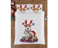 IvyandSnowy Navidad Perro y Gato Colcha Funda de edredón y 1 Funda de Almohada Ropa de Cama Juego de Cama, Solo
