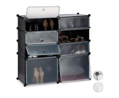 Relaxdays Zapatero Bajo Modular con 8 Compartimentos, Negro, 91 X 94.5 X 36.5 Cm