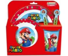 Set vajilla infantil reutilizable apta para microondas compuesta por vaso, plato, cuenco y cubiertos de Super Mario