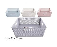 CM 111905 Cesta Plastico Organizadora Apilable, Multicolor, 15.3 x 19.4 x 18.5