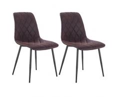 Woltu Juego de 2 sillas de Comedor Cocina Sillas Salón Silla Silla (Diseño Silla Funda de Tela (Aspecto de Piel Antiguo) Estructura de Acero Color marrón Oscuro bh06dbr de 2