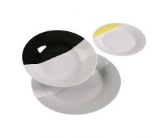 Versa 105002 Vajilla Porcelana Negro/Blanco/Amarillo 27x27x3 cm