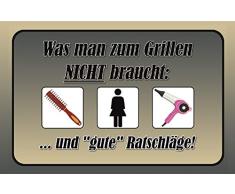 Schatzmix - Chapa de Recetas para Barbacoa, diseÃ±o con Texto en alemÃ¡n Was Man Zum Grillen Nicht braucht Lustig BBQ Rezept