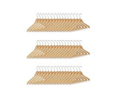 Relaxdays Perchas, Madera, Marrón, 1.3x44.5x22.5 cm, 48 Unidades