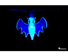 Cadena lumninosa luces LED OmniaLaser (marca italiana) a pilas para uso interno y con interruptor on/off Azul Murciélago Bat Halloween Party Fiesta (ol-ledbat)