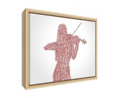 Feel Good Arte Moderno y Lienzo Decorativo con Marco de Madera Natural, en Quirky Cuadro Hembra Reproductor de violín diseño 64 x 44 x 3 cm (Grande) Tonos, Madera, Rojo, 44 x 34 x 3 cm