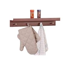 Relaxdays Estante Perchero de Pared Retro, Madera MDF, MarrÃ³n, 10 x 60 x 11.5 cm