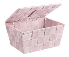 Wenko Adria Cesta con Tapa, Polipropileno, Rosa, 14x19x10 cm