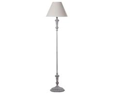 DRW Lampara de Pie con Pantalla de Metal y Lino en Gris Gastado 38x155cm, Base 26x133cm