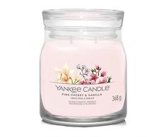 Yankee Candle Signature 1630020E - Vela aromÃ¡tica en tarro mediano de vainilla y cereza rosa con doble mecha, mezcla de cera de soja, regalo perfecto para mujeres