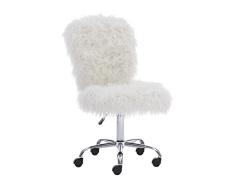 Linon Cora Faux Flokati - Silla de Oficina sin reposabrazos, Color Blanco