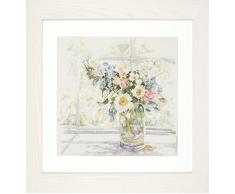 LanarteÂ âÂ Kit de Punto de Cruz, diseÃ±o de Ramo de Flores (Lino), Tela, 32Â x 22,5Â x 2Â cm