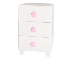 Bainba Mesita de Noche Infantil Piccolo 3 Cajones, Rosa, 57 X 32 X 34 cm