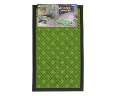 Felpudo de entrada, de la marca JVL, grueso, para evitar la entrada del polvo, con base de goma, verde, negro, 45_x_75_cm