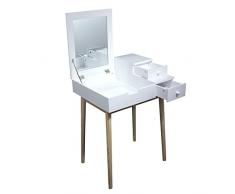 HOME DECO FACTORY Elsa 60X50X125 Cm Muebles Mesa Oficina Tocador Maquillador, Blanco, 60 x 50 x 125