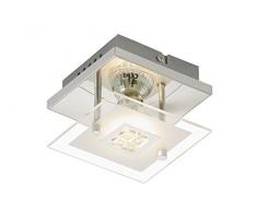 Briloner Leuchten 3195 - 018 A +, - Lámpara LED de techo, lámpara de techo, lámpara de techo, 1 x GU10, 250 lúmenes, vidrio parcialmente mate, rectangular, metal, 3 Watts, cromo, 12 x 12 x 9 cm